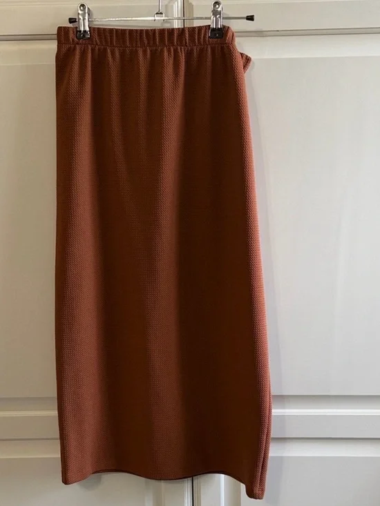 Women's Maxi Skirt in Rust Brown - Elastic Waist