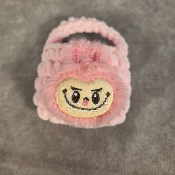 Kids Pink Plush Kawaii Monster Miniture Purse With Handle