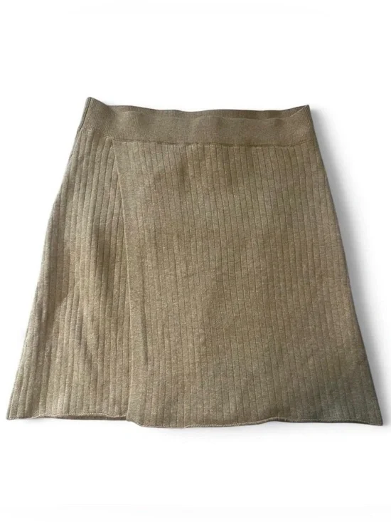 Free People Taupe Ribbed A-Line Skirt