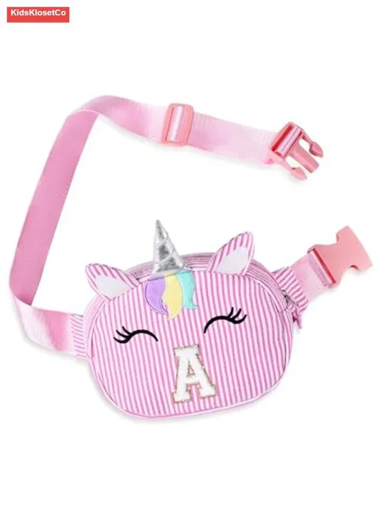 Personalized Chenille Initial Girls Waist Pack Crossbody Purse Kids