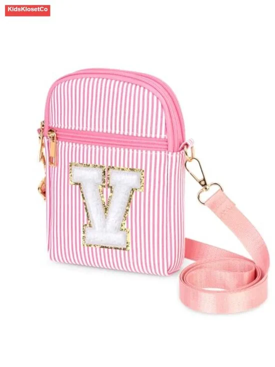 Initial Crossbody Bag with Letter Patch, Phone Purse for Girls Teens