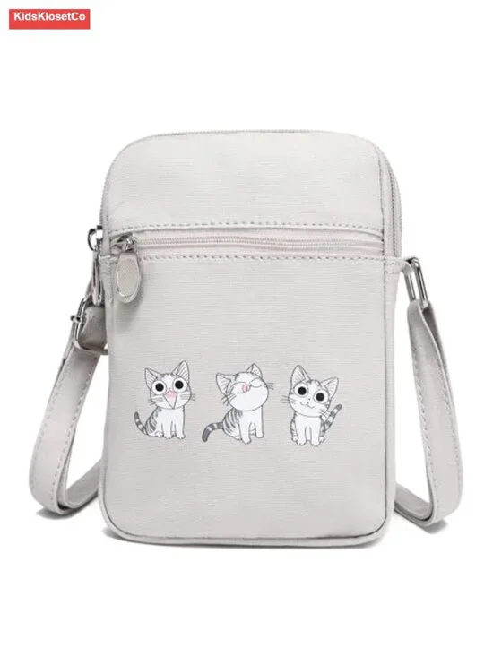 Mini Canvas Crossbody Bag for Girls Lightweight Pouch with Adjustable Strap