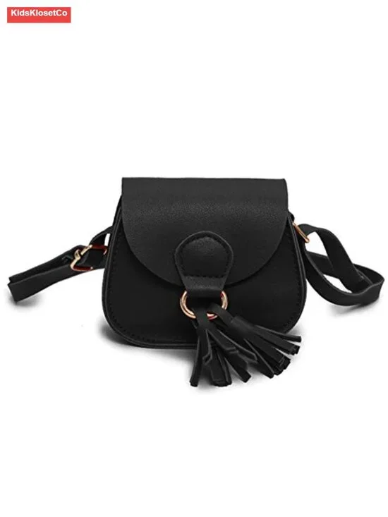 Mini Faux Leather Shoulder Crossbody Bag Tassel Kids Purse