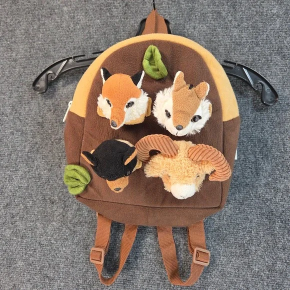 Unipak Kids Plush Woodland Animal Backpack Brown Tan Fox‎ Squirrel Ram Bear 11