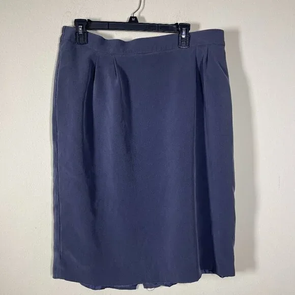 Travis Ayers Women's Gray 100% Silk Pencil Skirt Size: 18 Fully Lined!