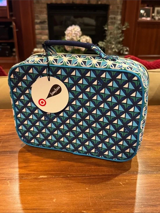 NWT Tory Burch Neiman Marcus Target Blue White Green Zipper Lunch Bag Tote  NEW!