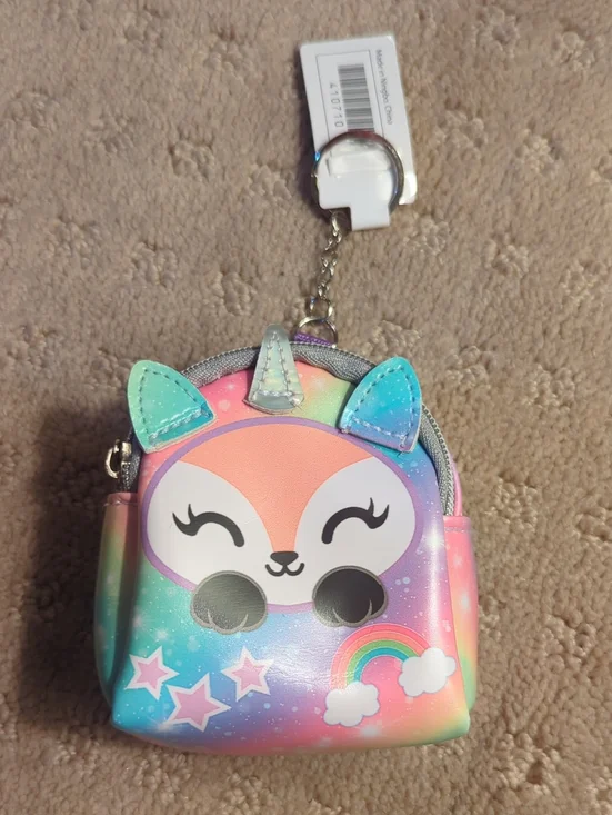 Kids Unicorn Fox Mini Backpack Coin Purse Keychain - Multicolor