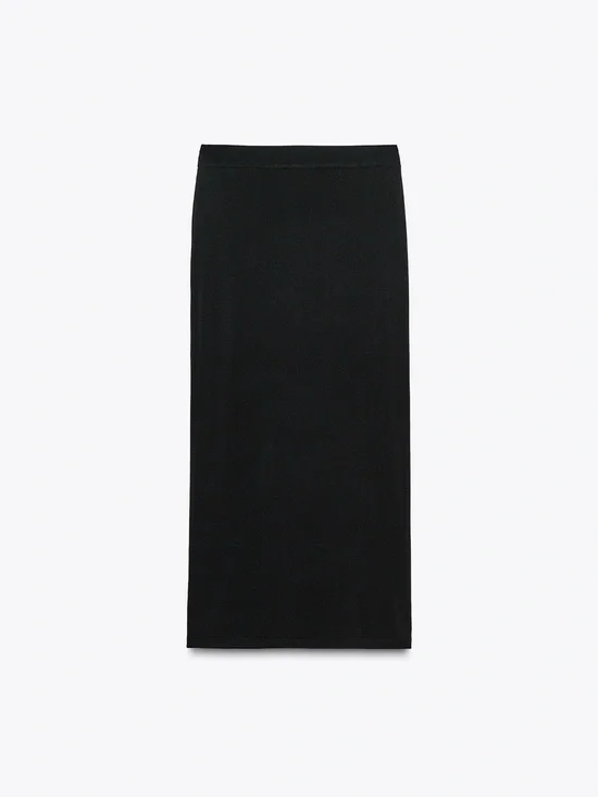 Zara Knit Black Knit Pencil Skirt Size Medium