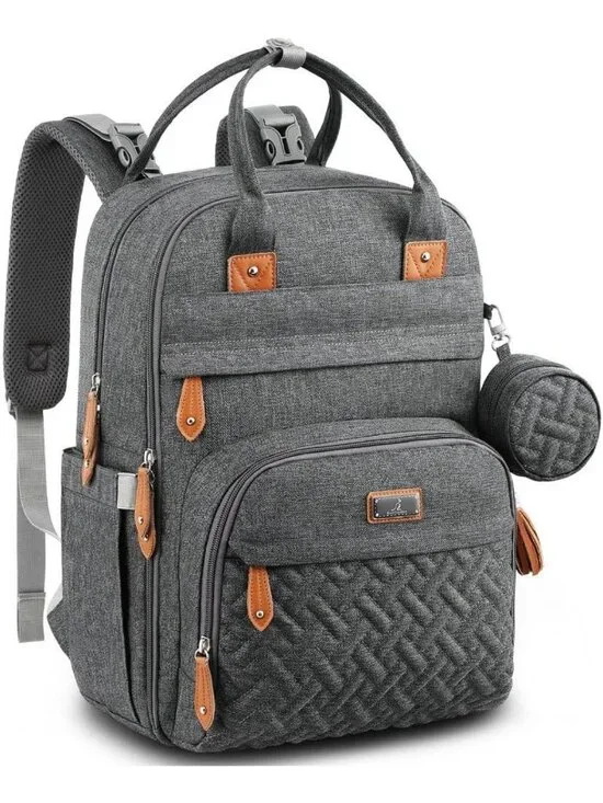 Multi-Functional Water-Resistant Diaper Bag Backpack with Changing Pad
