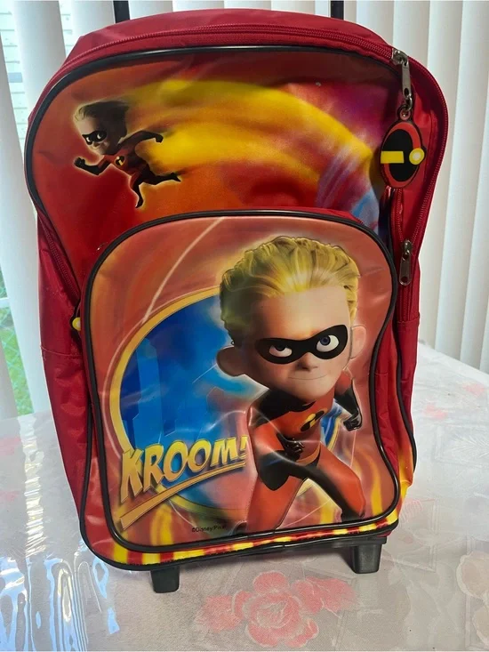 Disney The Incredibles Red Rolling Kids Backpack with Hero Artwork