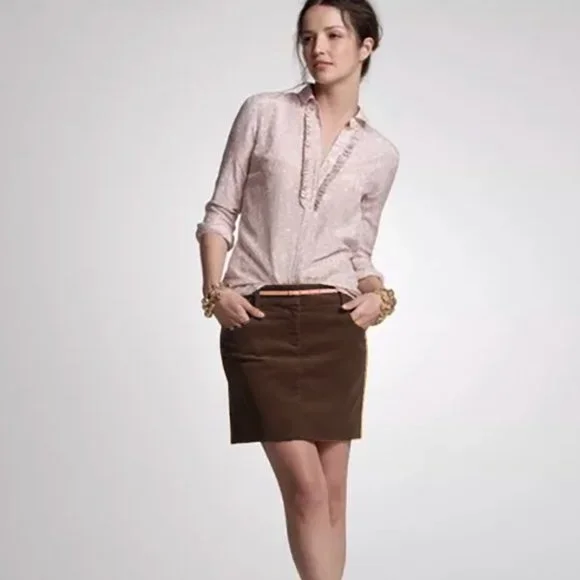 J. Crew Brown Corduroy Stretch Mini Skirt
