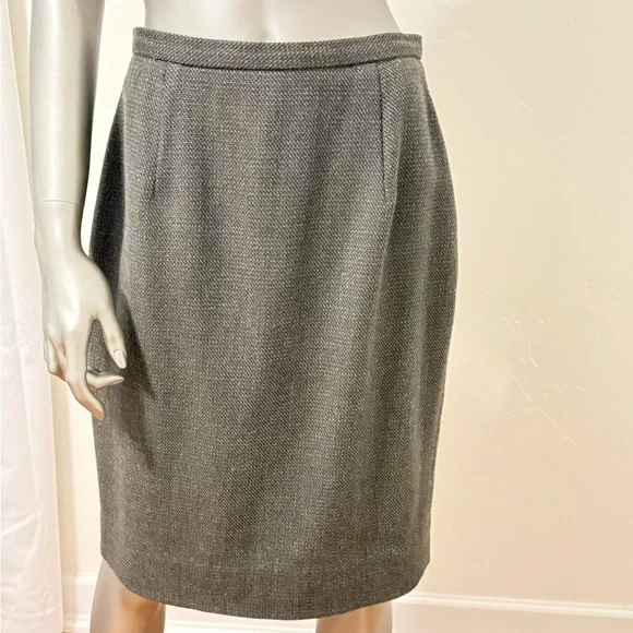 Valerie Stevens‎ Classic Brown 100% Wool Tweed Lined Pencil Skirt Size 8