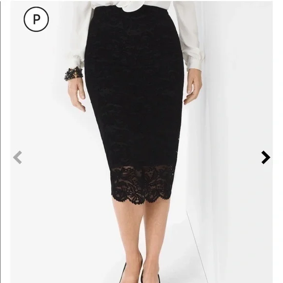 NWT Chico's Lace Midi Skirt Fashion Skirts Black Size 0.5