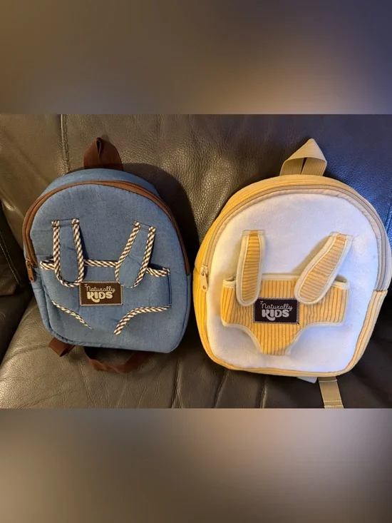 Plush Mini Backpack — Blue and Yellow Kids Bag