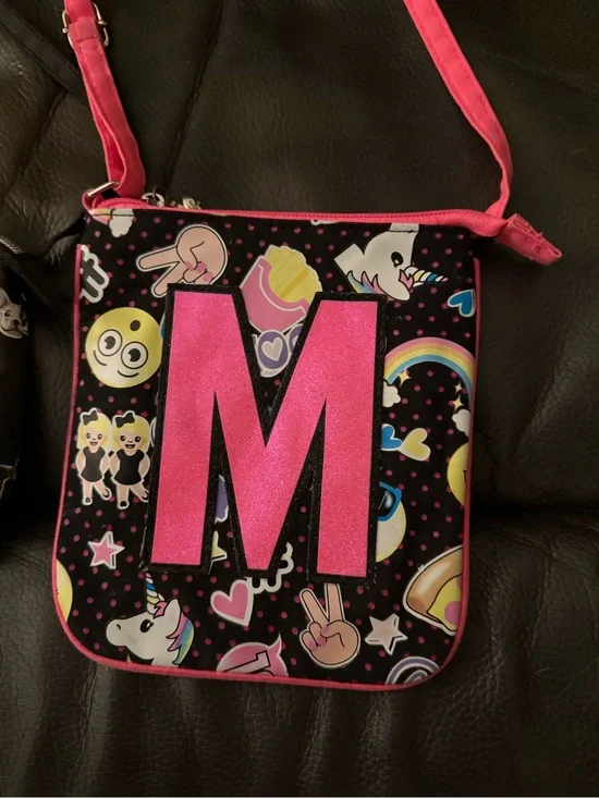 Justice Girls' Black & Pink Crossbody Bags with Large 'M' monogram