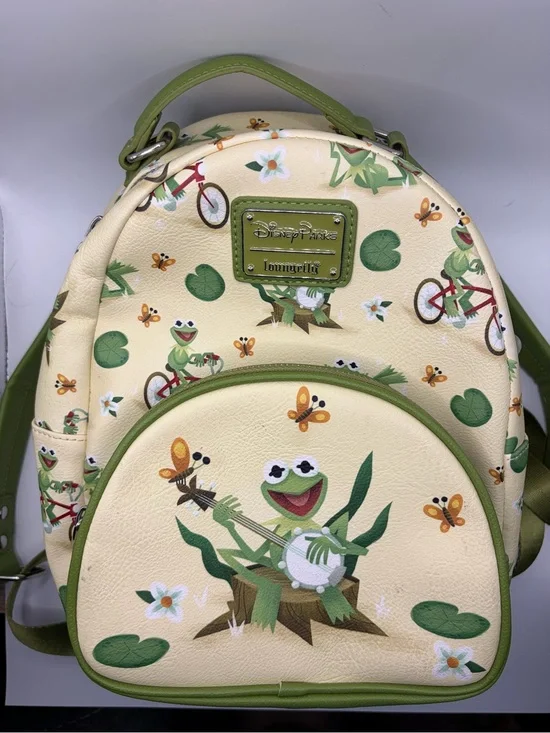Disney Kermit the Frog Cream & Green mini Backpack Loungefly