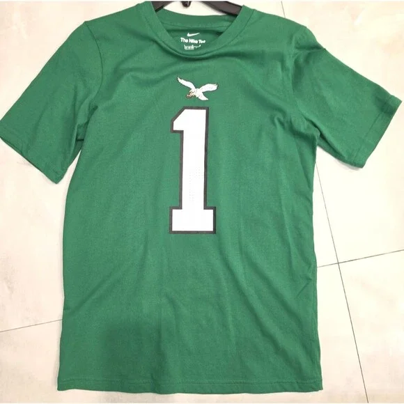 NWOT Nike Boy's Jalen Hurts Kelly Green Philadelphia Eagles T-Shirt 14/16 Large