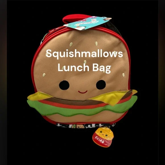 NWT Squishmallows Insulated Lunch Bag with Fries Zipper Pull Charm – BPA Free