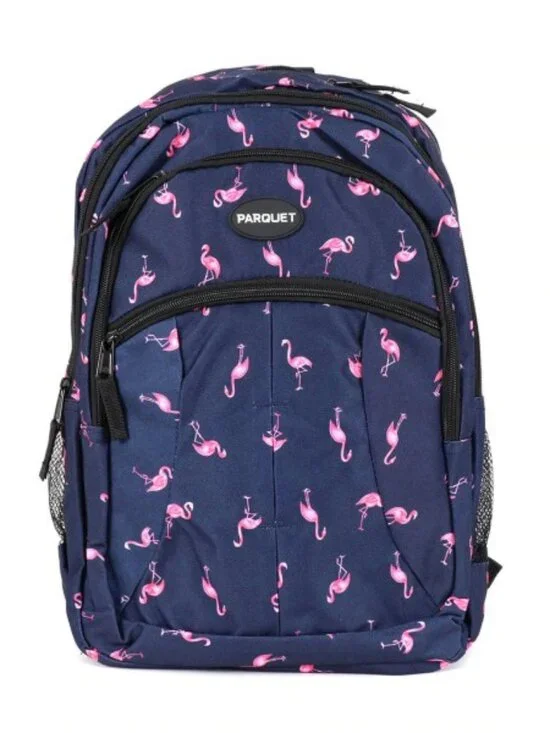 Flamingo -Navy & Pink Backpack/ Laptop Bag / School Bag- Multi-Compartment - NWT