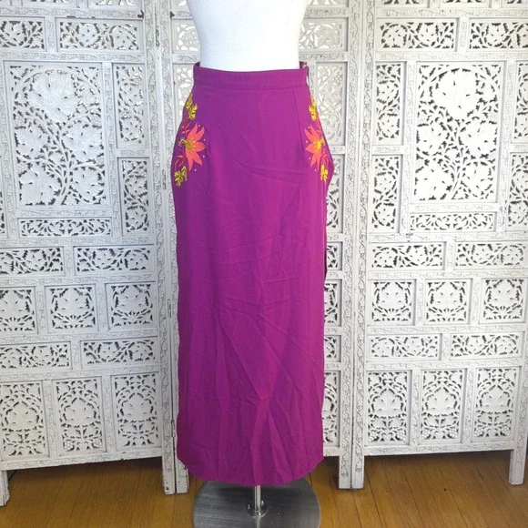 Rhythm Pink Floral Embroidered Maxi Skirt Womens‎ XS Coquette Festival Twee