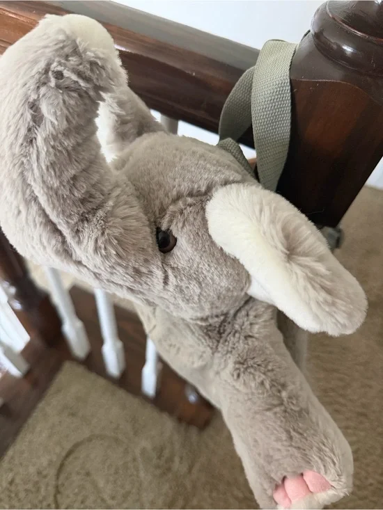 Plush Elephant Kids Backpack in Light Gray - Soft Stuffed Animal Bag