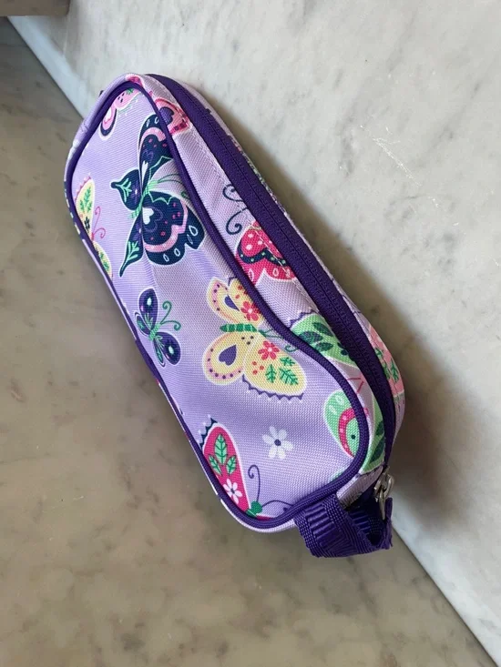POTTERY BARN KIDS Mackenzie Lavender Butterfly Pencil Case Pouch Purple Trim