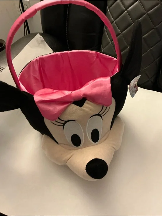 Pink Minnie Mouse Plush Kids Accessory Basket