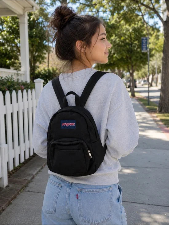 JanSport Half Pint Mini Backpack Black NWT Unisex Everyday Travel School Bag