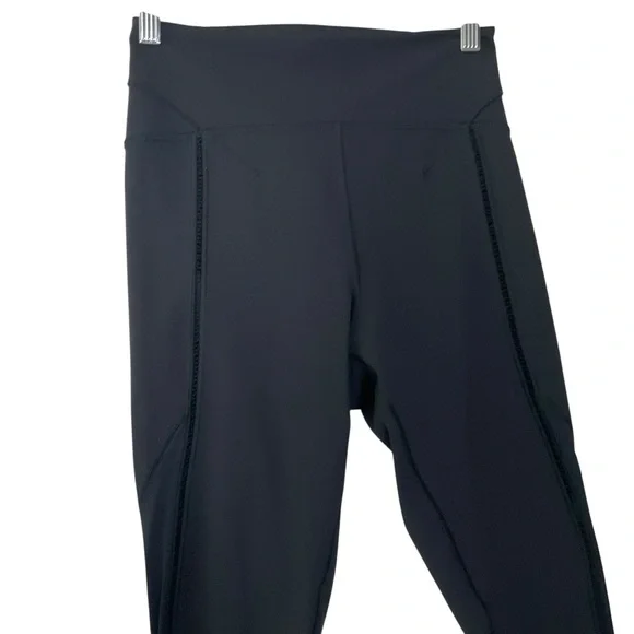LULULEMON ATHLETICA sz 6 Sheer Reveal Leggings Cutouts Rare Sexy Dramatic Black