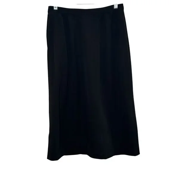 Vtg Calvin Klein Union Made Size 12 Black Front Pleat Pencil Skirt