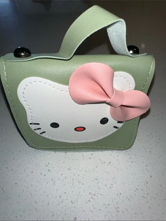 Hello Kitty Green Mini Handbag/Crossbody with Pink Bow Hello Kitty Face, NWT