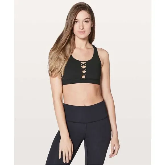 Lululemon Black Energy Laced Sports Bra Size 6