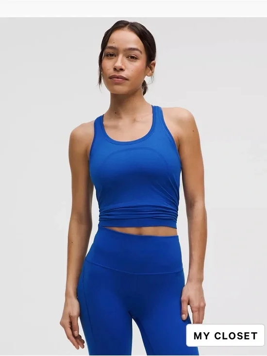 Lululemon Swiftly Tech Racerback Tank 2.0 waist length Galactic Colbalt size 2