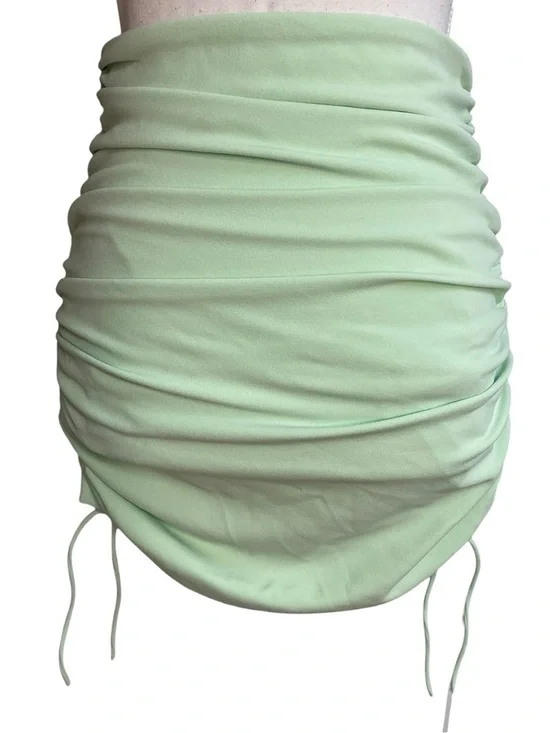 Zara Ruched Drawstring Mini Skirt Green