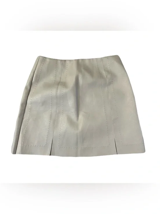 Franchesca’s Alya Cream Leather Mini Skirt with Front Slits
