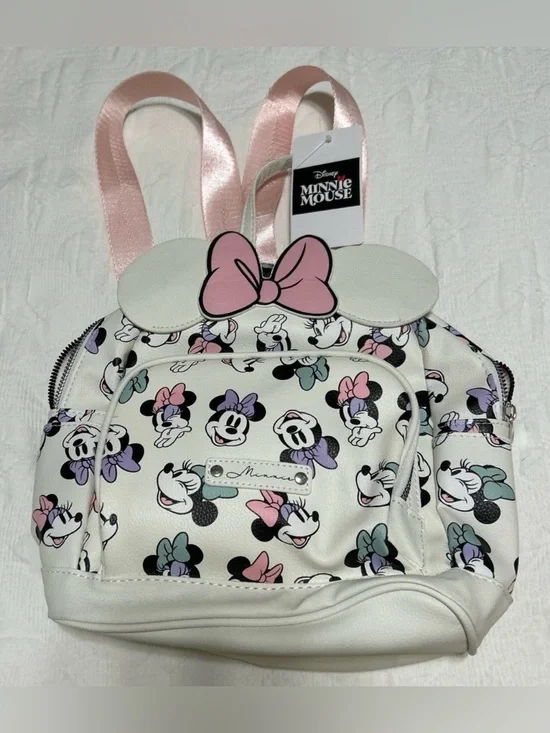 Disney Minnie Mouse White Mini Backpack with Pink Bow