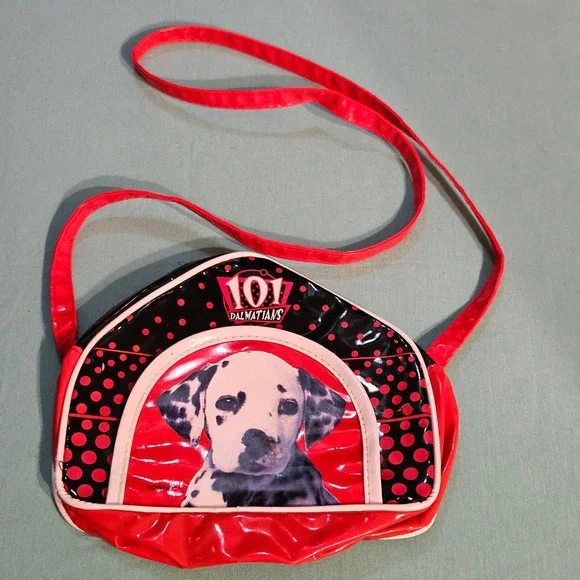 Vintage Disney 101 Dalmatians Red Black PolkaDot Kids Child Purse Small Bag READ