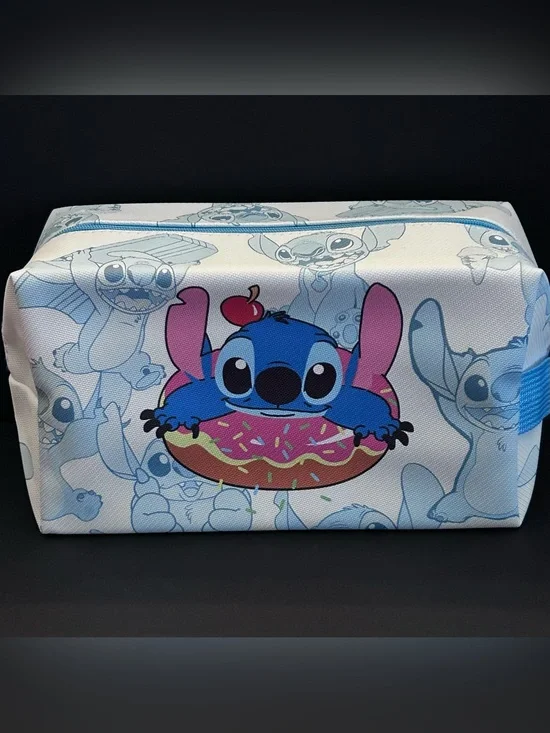 Stitch Blue Pink & White Design Zipper School Supplies or Cosmetic Pouch Zip Bag