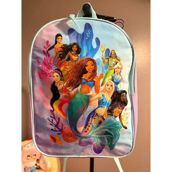 Back To School Backpack - The Little Mermaid! Light Blue, 12x16x4
