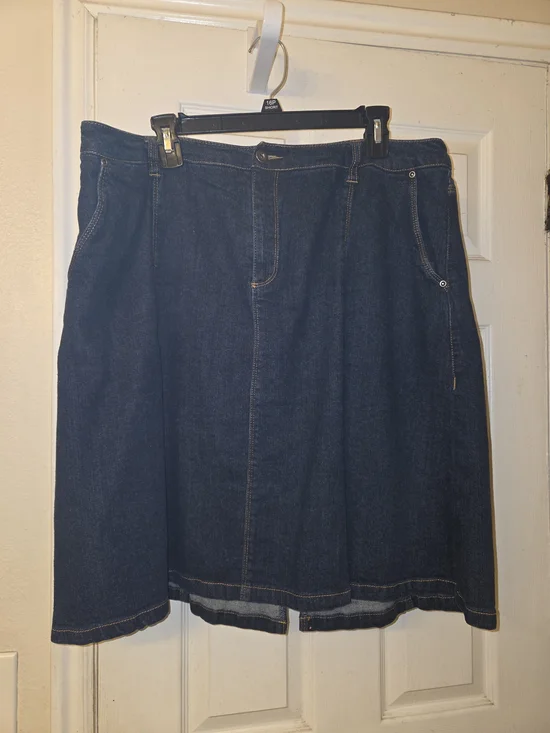 Jessica London Denim A-Line Skirt - Dark Blue