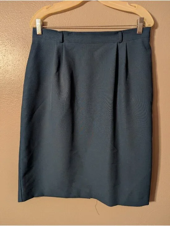 Liz Baker Essentials Skirt Womens 16 Teal Blue Green Midi Pencil Career Vintage