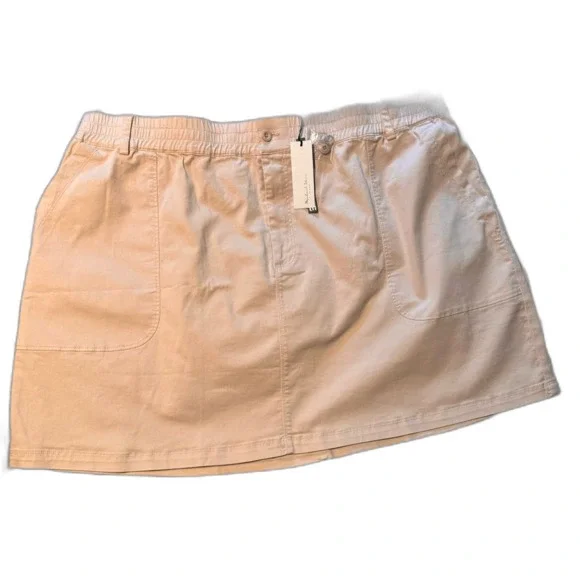 Michael Stars Size 3x Mini Skirt Tan Color NWT Stretch Twill Pockets Zip Closure