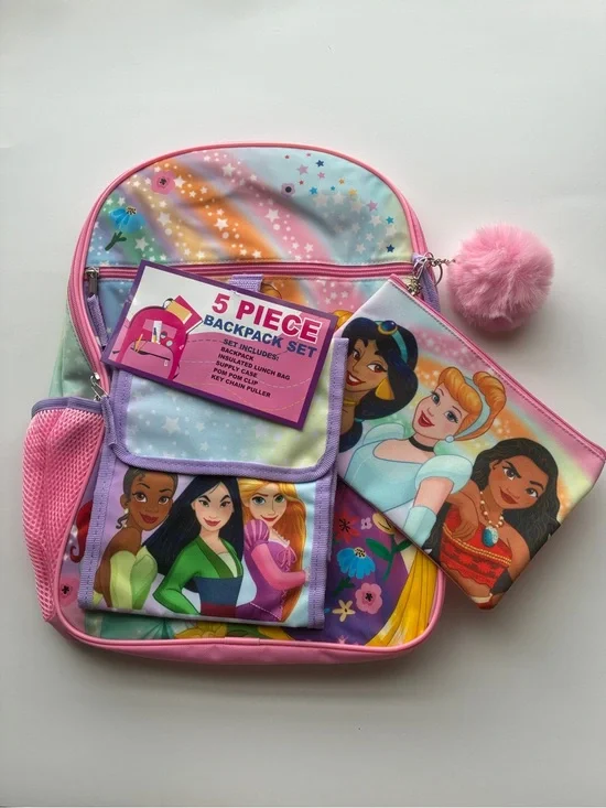 Kids 5-Piece Disney Princess Backpack Set - Pink Multicolor
