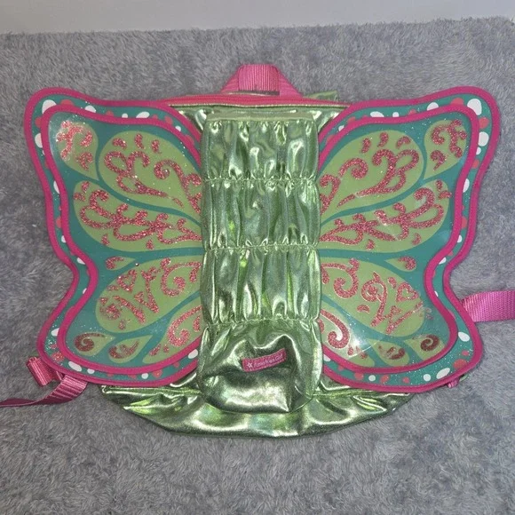 American Girl WellieWishers Butterfly Doll Carrier Backpack Green Pink DNK66