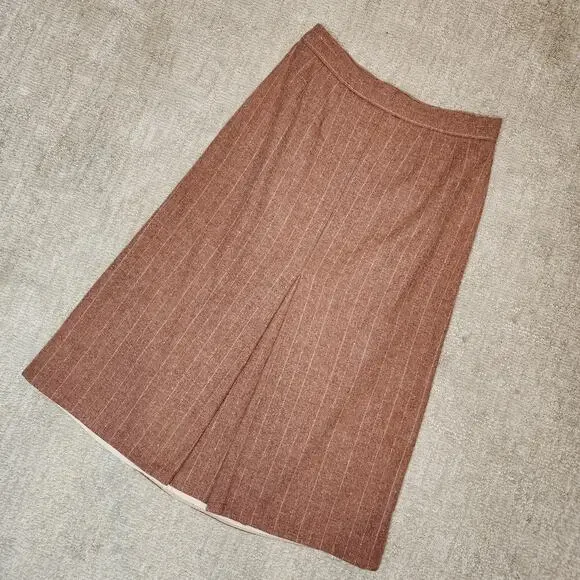 Vintage Orange Wool A Line Striped Skirt Women's Size XS Small