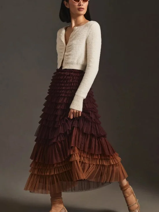 NWT LeTimeBe Ruffled Tulle Skirt