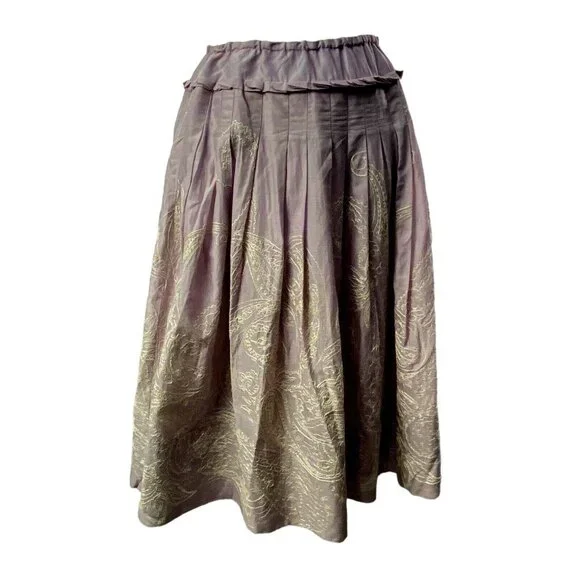 TALBOTS Women‎ A-Line Embroidered Full Skirt Sz 10 Light Lavender Modest 79-25