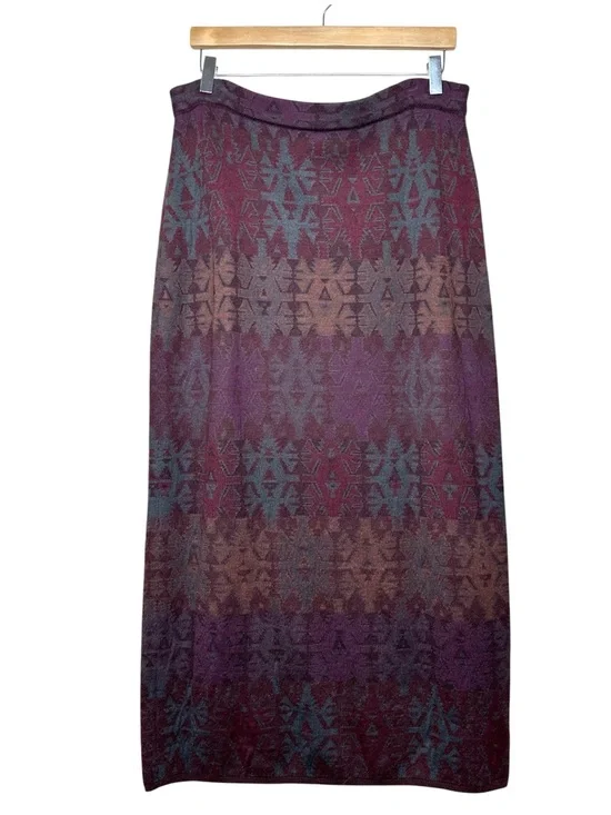Peruvian Connection Baby Alpaca Blend Midi Skirt Size XL Patterned Aztec Print