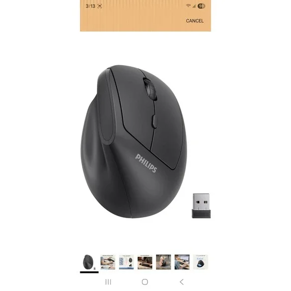 Philips SPK7628 Wireless Mouse Ergonomic Silent Optical  Series 6000‎