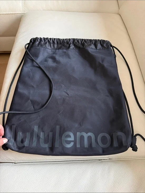 lululemon athletica Black Drawstring Tote with Interior Pocket
